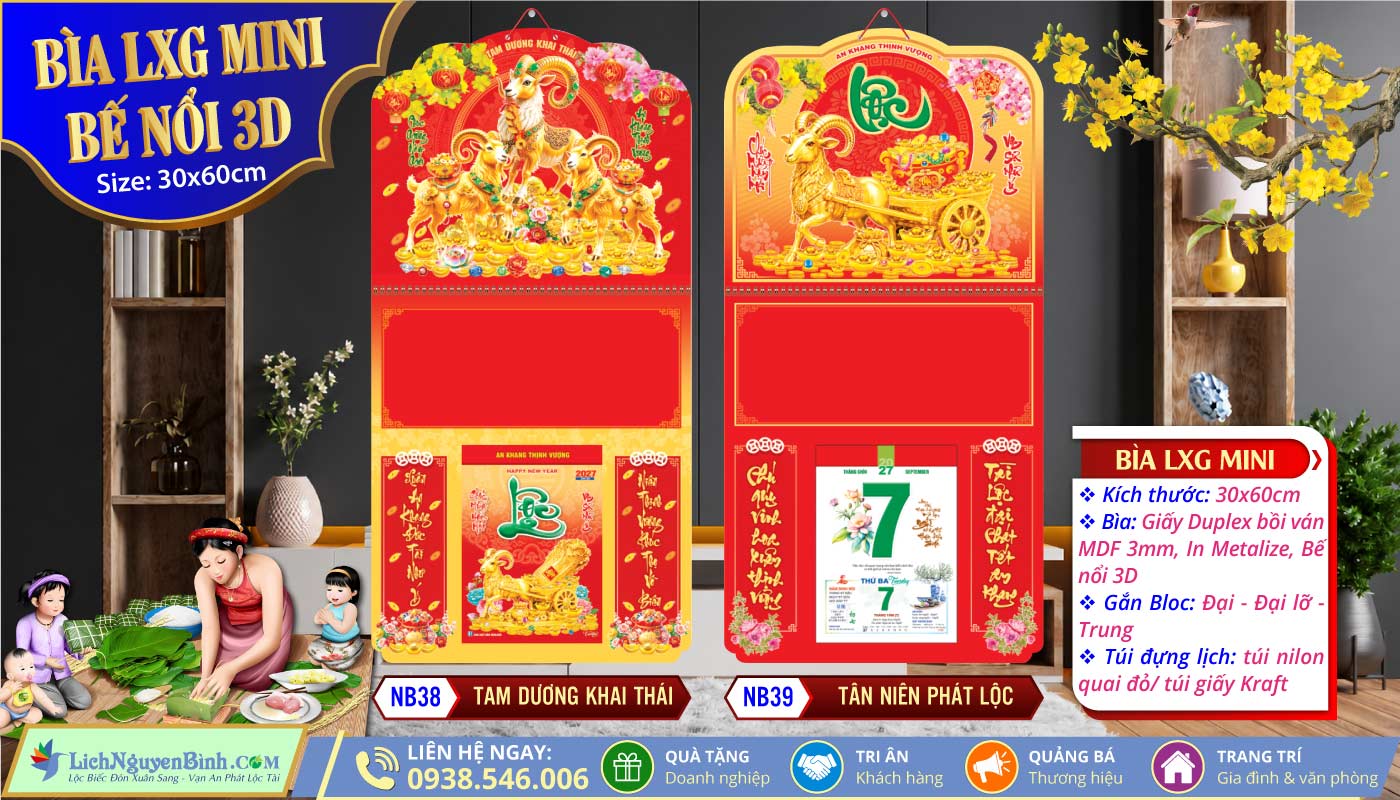Bìa Lò Xo Mini (30x60) Bế Nổi - NB38 - Tam Dương Khai Thái + NB39 - Tân Niên Phát Lộc