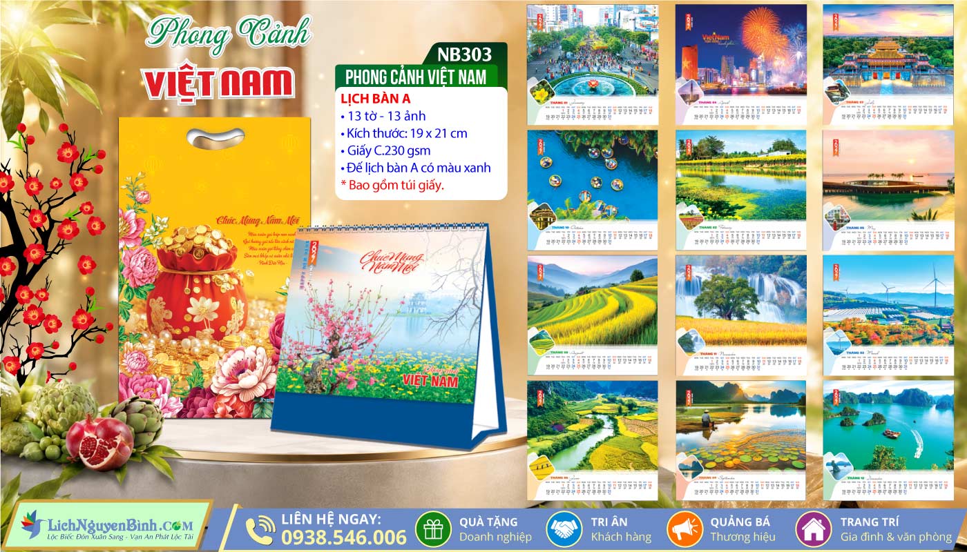 Lịch Để Bàn (19x21cm) - NB303 - Phong Cảnh Việt Nam