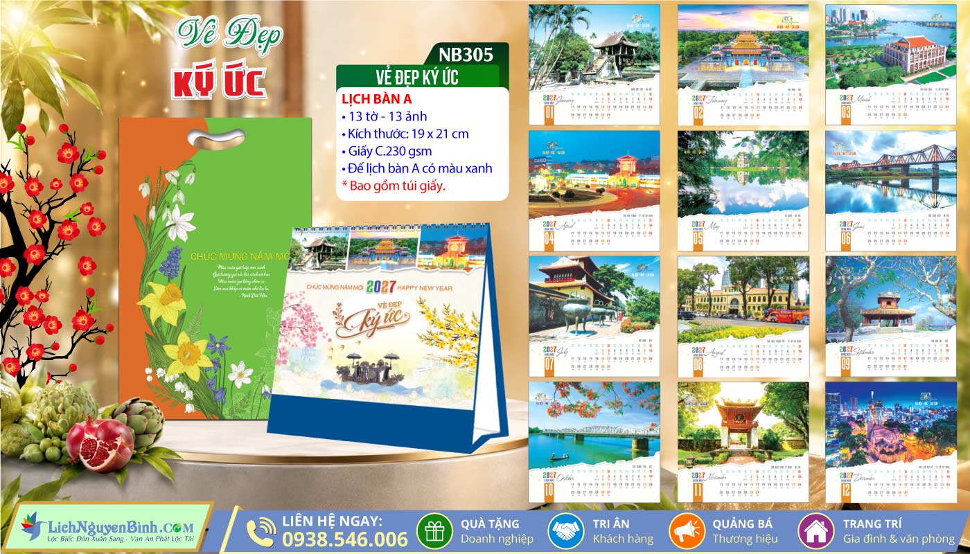 Lịch Để Bàn (19x21cm) - NB305 - Vẻ Đẹp Ký Ức