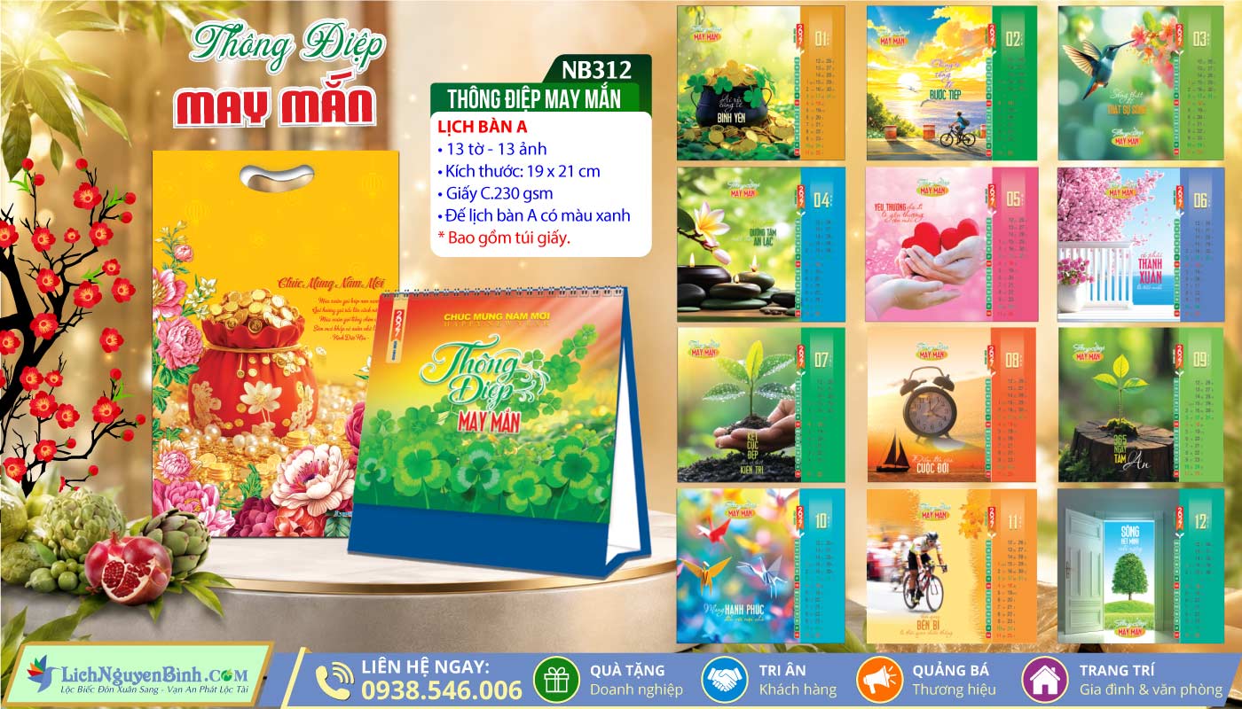 Lịch Để Bàn (19x21cm) - NB312 - Thông Điệp May Mắn