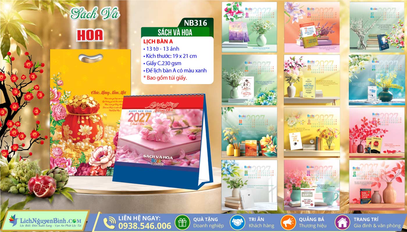 Lịch Để Bàn (19x21cm) - NB316 - Sách Và Hoa