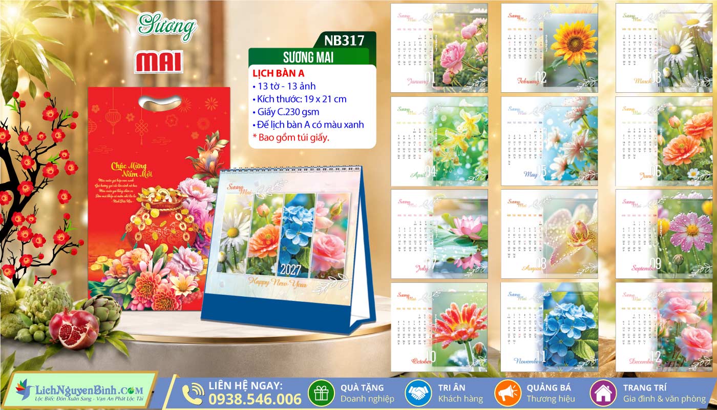 Lịch Để Bàn (19x21cm) - NB317 - Sương Mai