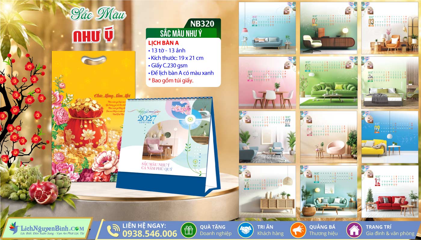 Lịch Để Bàn (19x21cm) - NB320 - Sắc Màu Như Ý