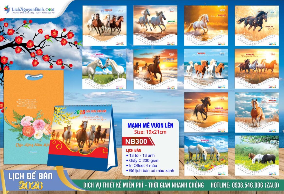 Lịch Để Bàn A (19x21cm) - Mã Số: NB300 - Mạnh Mẽ Vươn Lên