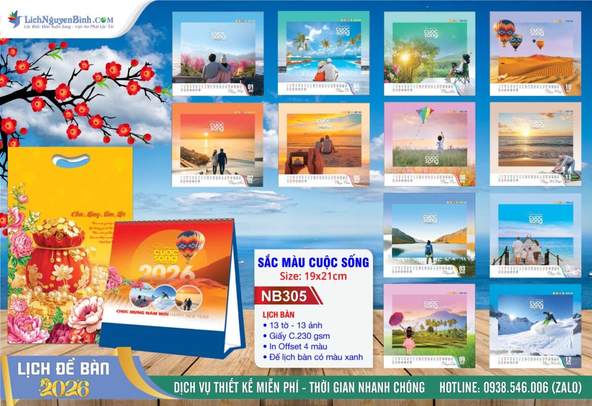 Lịch Để Bàn A (19x21cm) - Mã Số: NB305 - Sắc Màu Cuộc Sống