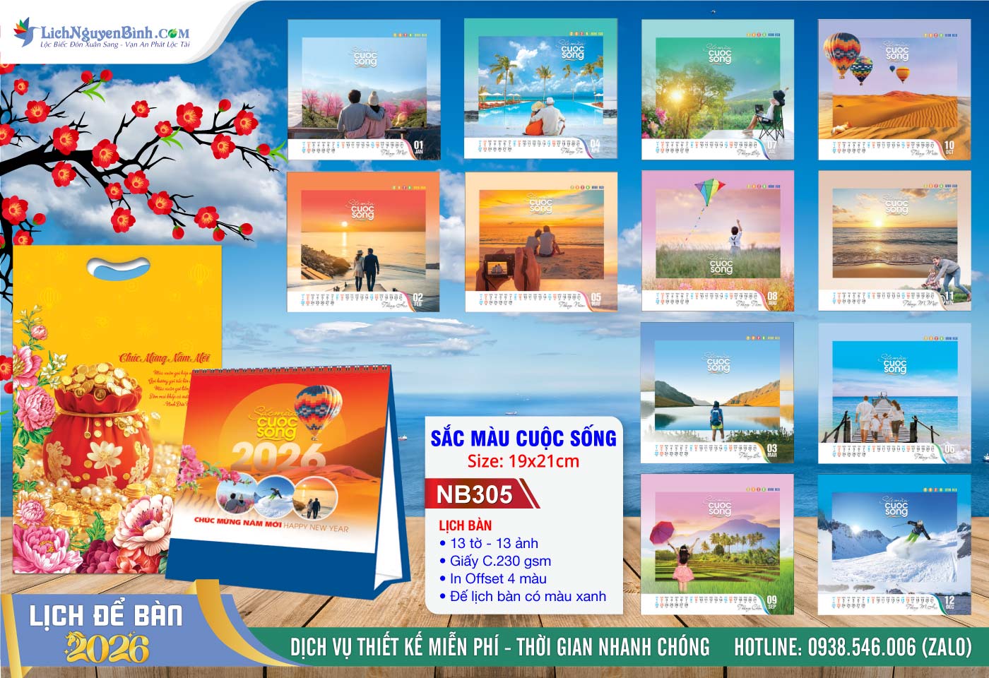 Lịch Để Bàn A (19x21cm) - Mã Số: NB305 - Sắc Màu Cuộc Sống