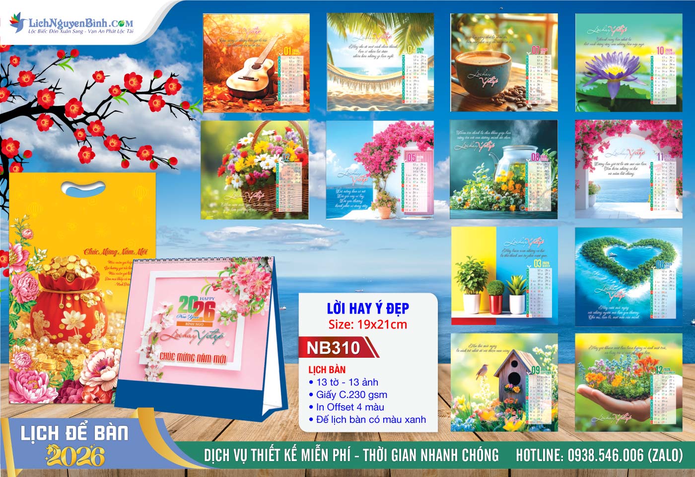 Lịch Để Bàn A (19x21cm) - Mã Số: NB310 - Lời Hay Ý Đẹp