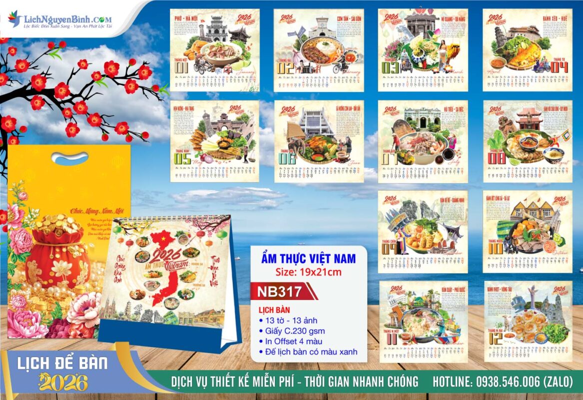 Lịch Để Bàn A (19x21cm) - Mã Số: NB317 - Ẩm Thực Việt Nam