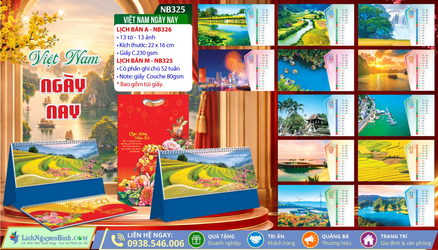 Lịch Để Bàn A & M (22x16cm) - NB325 - Việt Nam Ngày Nay