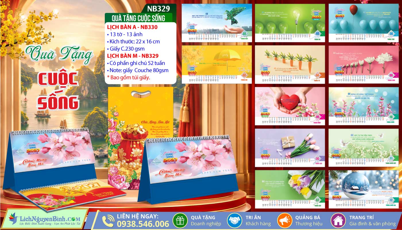 Lịch Để Bàn A & M (22x16cm) - NB329 - Quà Tặng Cuộc Sống