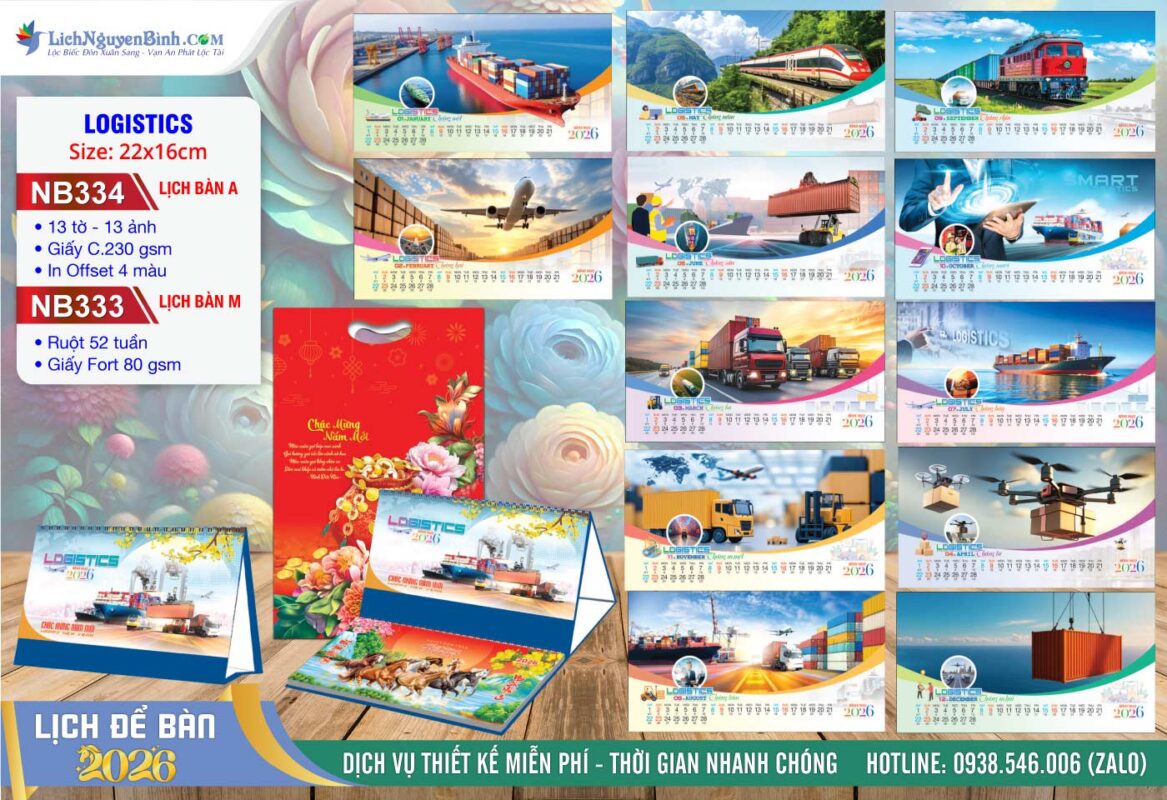 Lịch Để Bàn A & M (22x16cm) - Mã Số: NB333 - Logistics