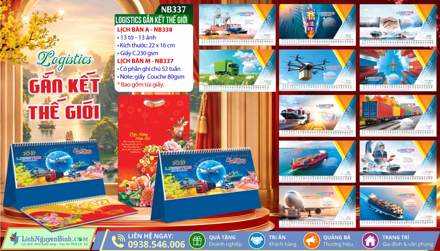 Lịch Để Bàn A & M (22x16cm) - NB337 - Logistics Gắn Kết Thế Giới
