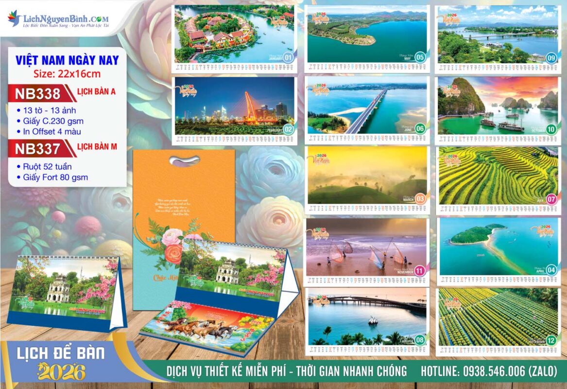Lịch Để Bàn A & M (22x16cm) - Mã Số: NB337 - Việt Nam Ngày Nay