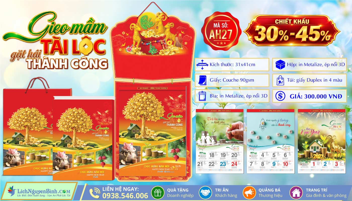 MS: AH27 - Gieo Mầm Tài Lộc Gặt Hái Thành Công - Lịch 52 Tuần