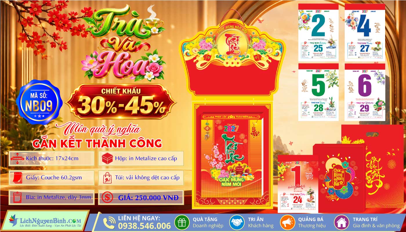 Bloc Đại Đặc Biệt (17x24cm) - NB09 - Trà Và Hoa