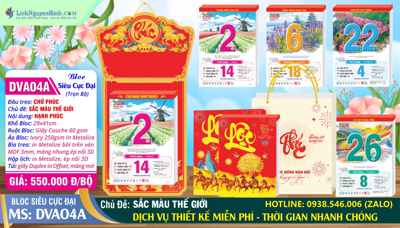 Bloc Siêu Cực Đại (29x41cm) | Mã Số: DVA04A - Sắc Màu Thế Giới (Đầu Treo Chữ Phúc)