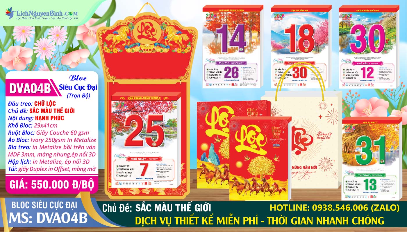 Bloc Siêu Cực Đại (29x41cm) | Mã Số: DVA04B - Sắc Màu Thế Giới (Đầu Treo Chữ Lộc)