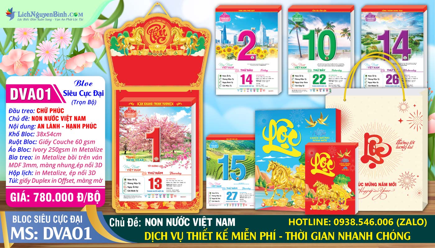 Bloc Siêu Cực Đại Đặc Biệt (38x54cm) | Mã Số: DVA01 - Non Nước Việt Nam (Đầu Treo Chữ Phúc)