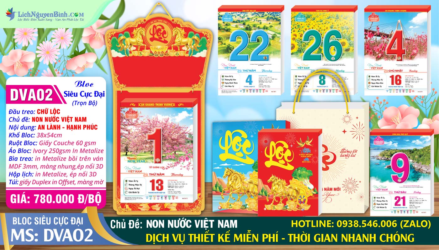 Bloc Siêu Cực Đại Đặc Biệt (38x54cm) | Mã Số: DVA02 - Non Nước Việt Nam (Đầu Treo Chữ Lộc)