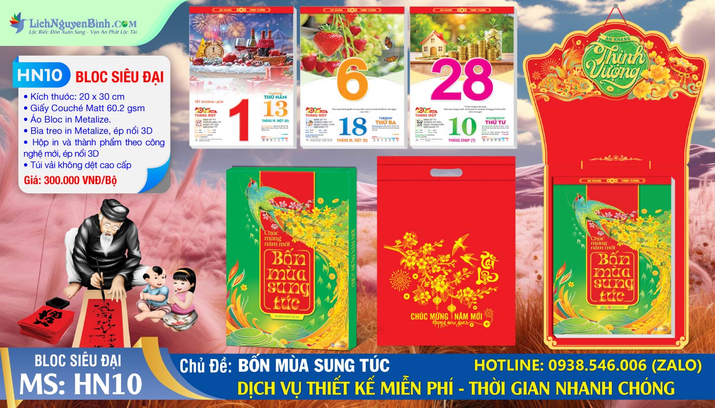 Bloc Siêu Đại (20x30cm) | Mã Số: HN10 - Bốn Mùa Sung Túc