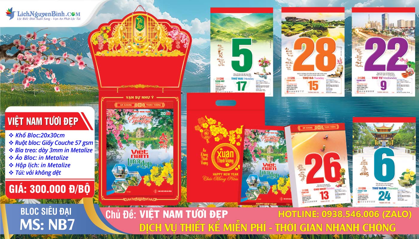 Bloc Siêu Đại (20x30cm) | Mã Số: NB7 - Việt Nam Tươi Đẹp