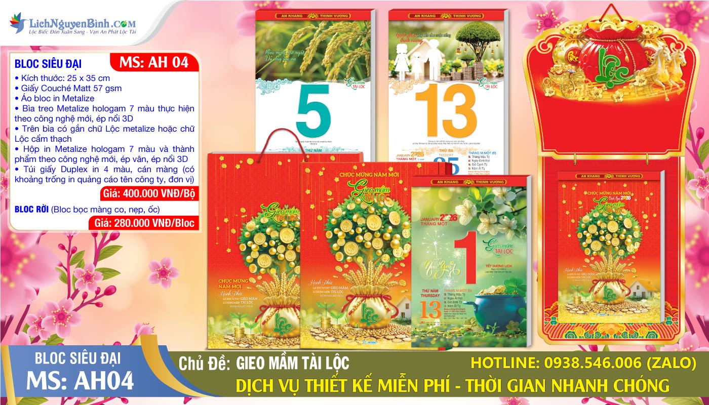 Bloc Siêu Đại (25x35cm) | Mã Số: AH04 - Gieo Mầm Tài Lộc