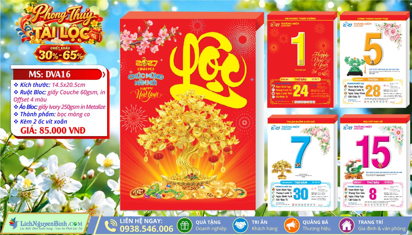 MS: DVA16 - Phong Thủy Tài Lộc - Bloc Đại (14.5x20.5cm)