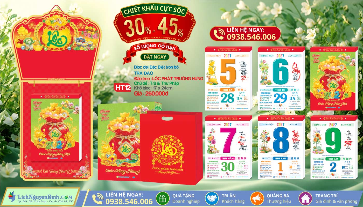 MS: HT12 - Lộc Phát Trường Hưng - Bloc Đại Đặc Biệt (17x24cm)