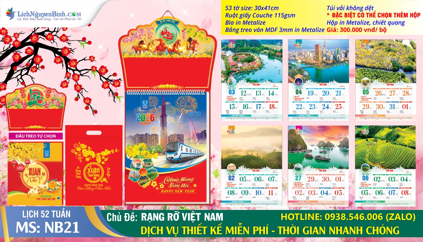 Lịch 52 Tuần - Mã Số: NB21 - Rạng Rỡ Việt Nam