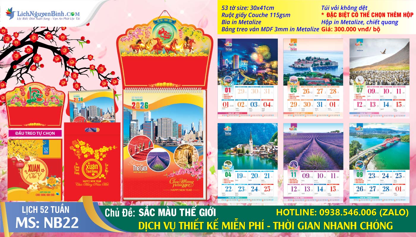 Lịch 52 Tuần - Mã Số: NB22 - Sắc Màu Thế Giới