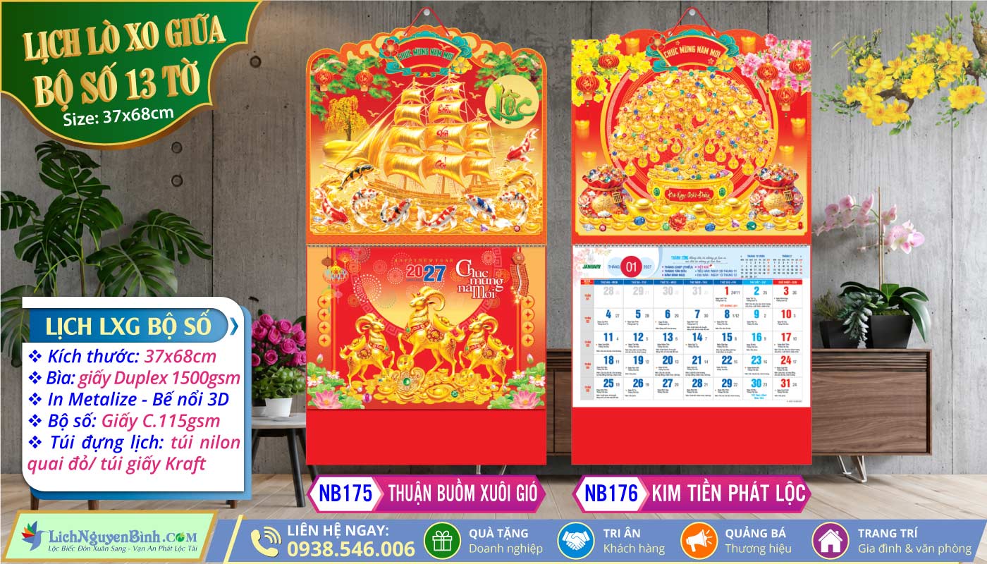 Lich Lò Xo Giữa Bộ Số - NB175 - Thuận Buồm Xuôi Gió + NB176 - Kim Tiền Phát Lộc