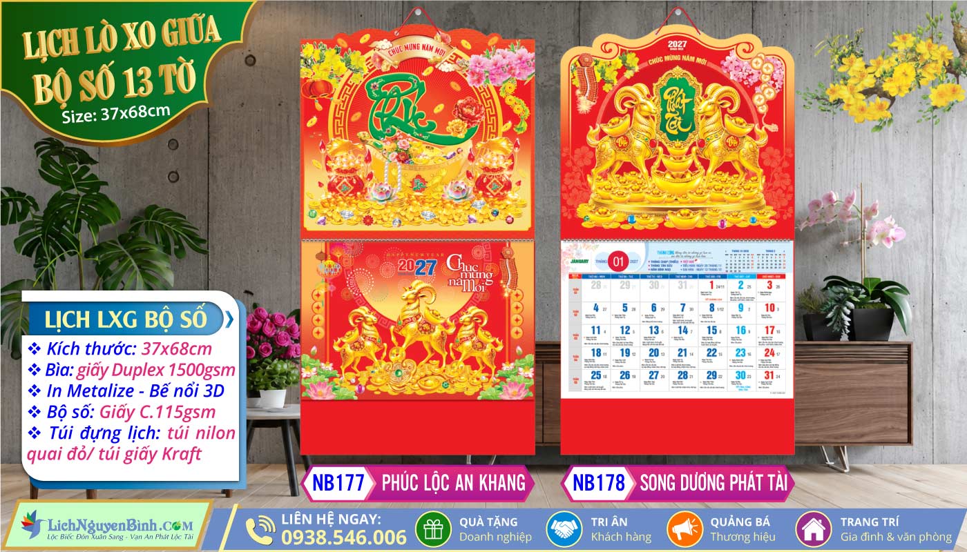 Lich Lò Xo Giữa Bộ Số - NB177 - Phúc Lộc An Khang + NB178 - Song Dương Phát Tài
