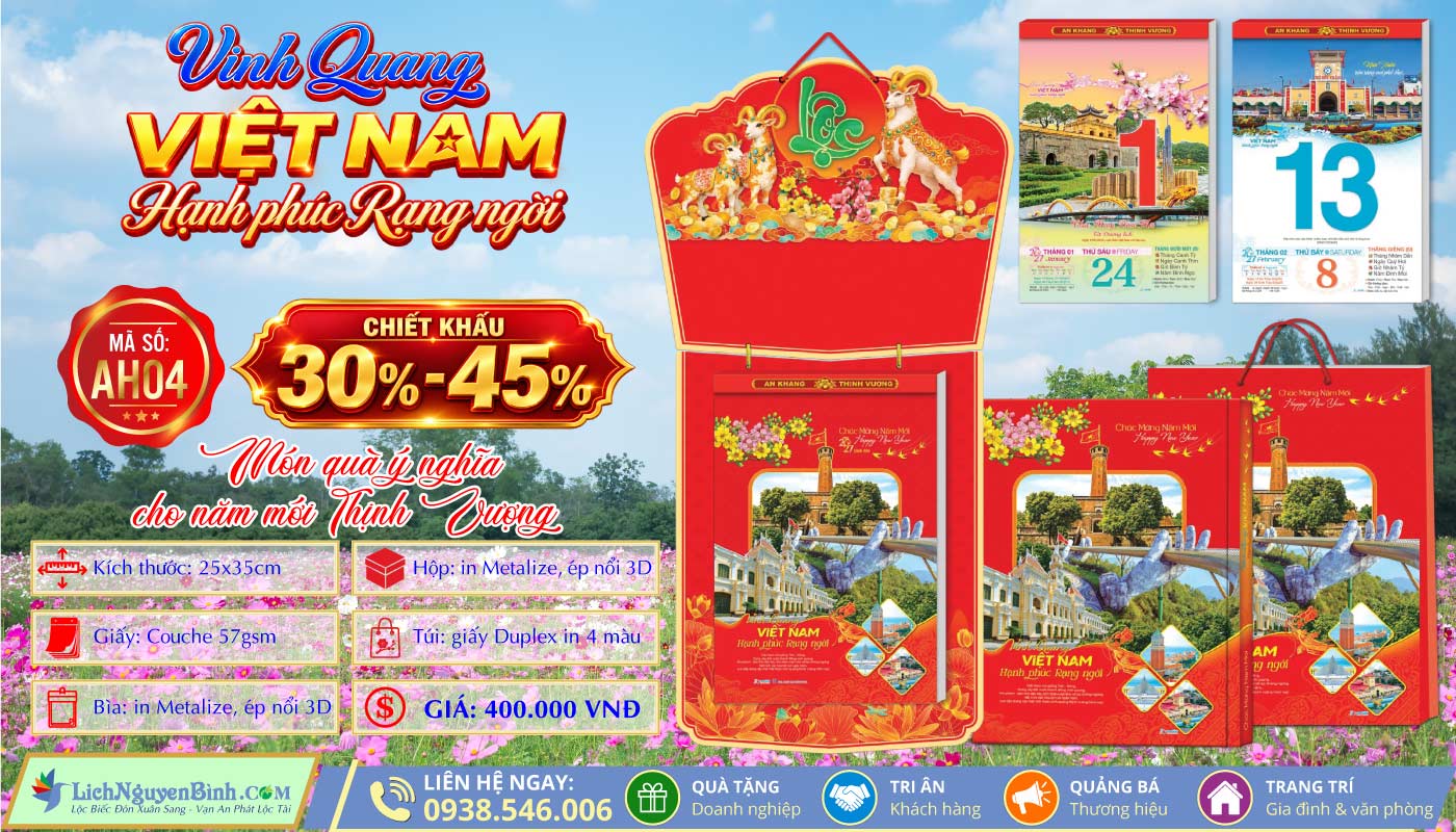 MS: AH04 - Vinh Quang Việt Nam Hạnh Phúc Rạng Ngời - Bloc Cực Đại (25x35cm)
