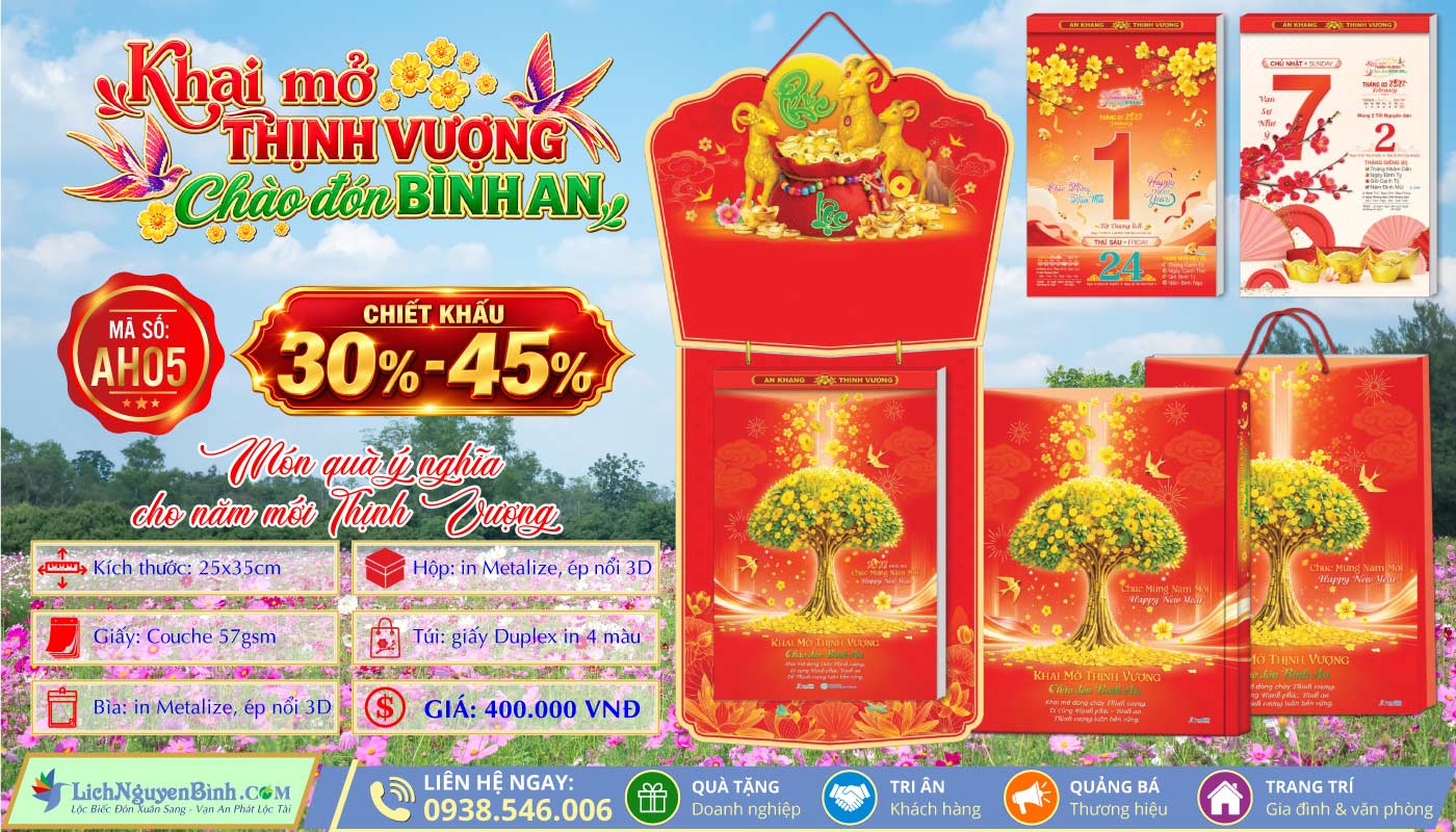 MS: AH05 - Khai Mở Thịnh Vượng Chào Đón Bình An - Bloc Cực Đại (25x35cm)