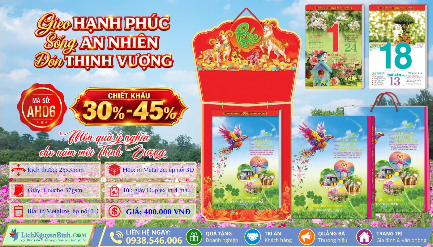 MS: AH06 - Gieo Hạnh Phúc Sống An Nhiên Đón Thịnh Vượng - Bloc Cực Đại (25x35cm)
