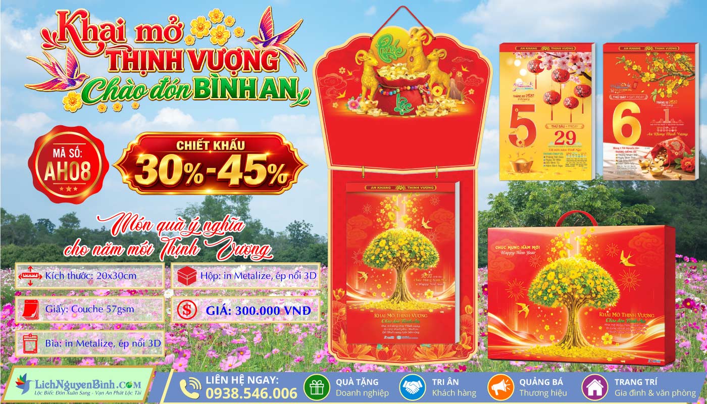 MS: AH08 - Khai Mở Thịnh Vượng Chào Đón Bình An - Bloc Siêu Đại (20x30cm)
