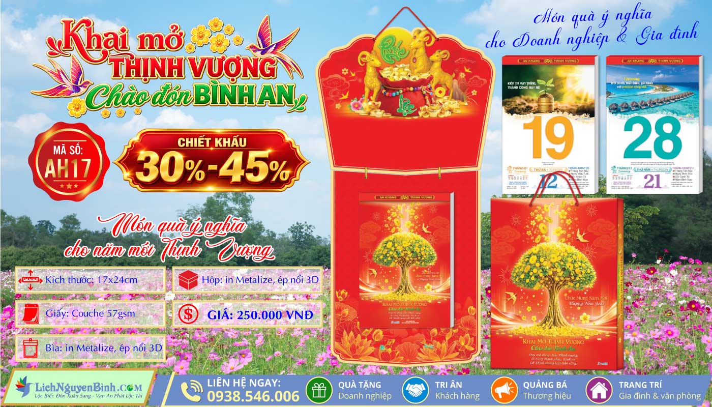 MS: AH17 - Khai Mở Thịnh Vượng Chào Đón Bình An - Bloc Đại Đặc Biệt (17x24cm)
