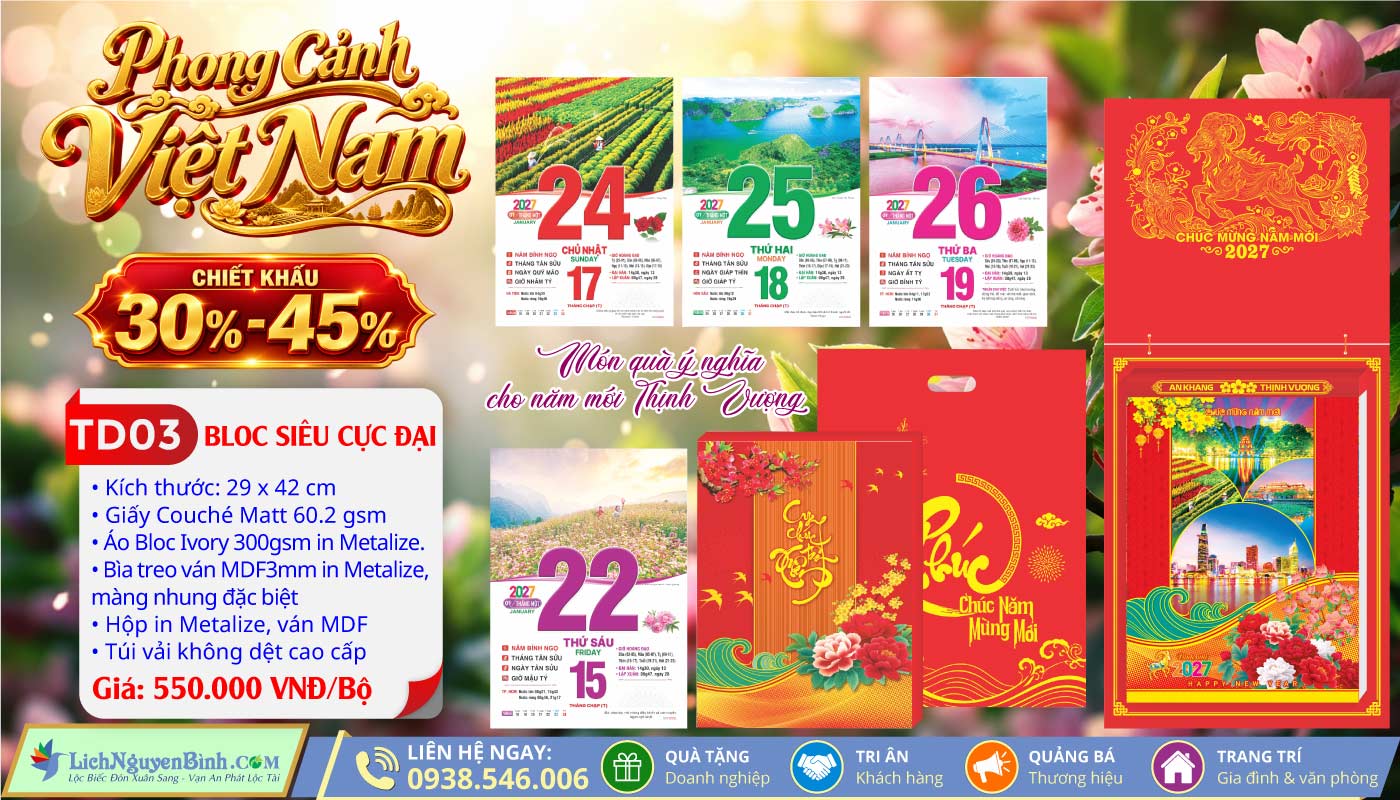 MS: TD03 - Phong Cảnh Việt Nam (Đầu Treo Đinh Mùi Cát Tường) - Bloc Siêu Cực Đại (29x42cm)