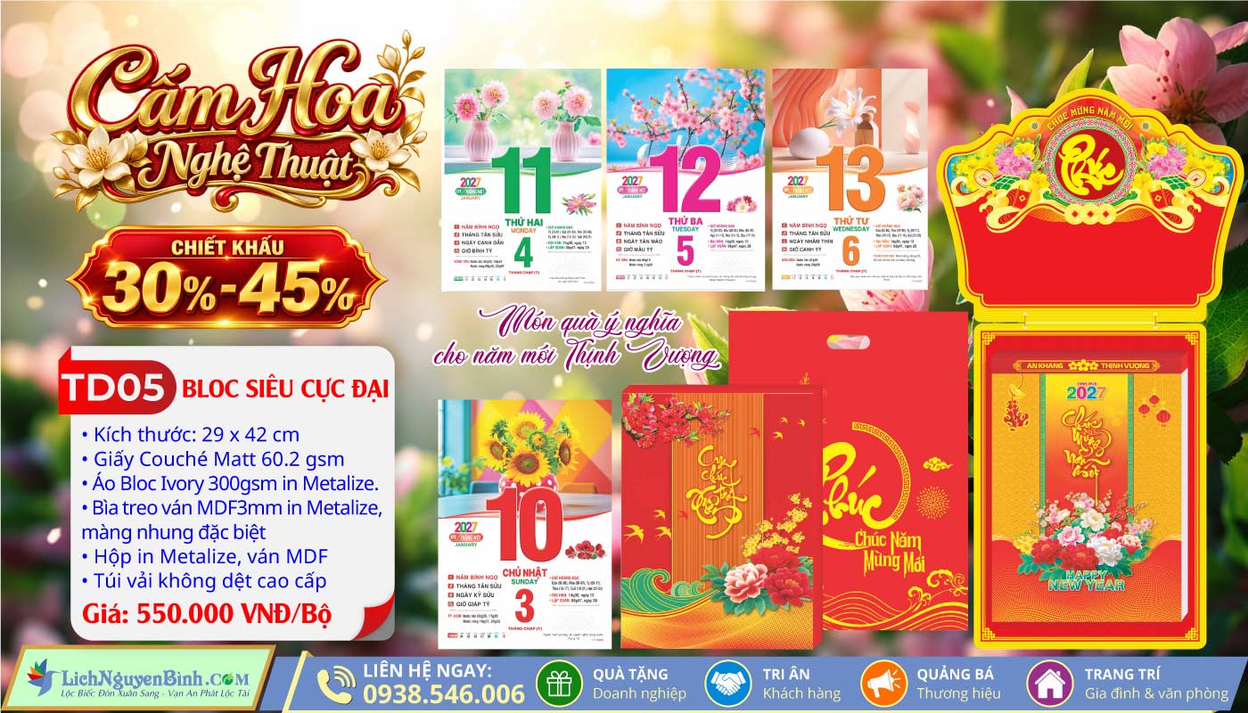 MS: TD05 - Cắm Hoa Nghệ Thuật (Đầu Treo Chữ Phúc) - Bloc Siêu Cực Đại (29x42cm)
