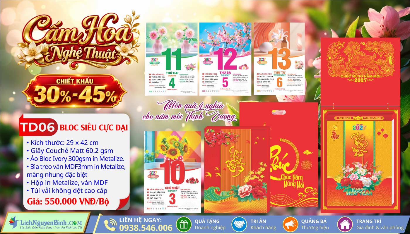 MS: TD06 - Cắm Hoa Nghệ Thuật (Đầu Treo Đinh Mùi Cát Tường) - Bloc Siêu Cực Đại (29x42cm)