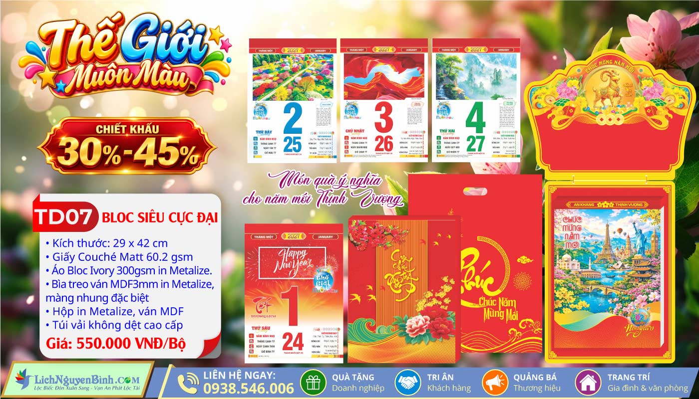 MS: TD07 - Thế Giới Muôn Màu (Đầu Treo Dê Vàng) - Bloc Siêu Cực Đại (29x42cm)