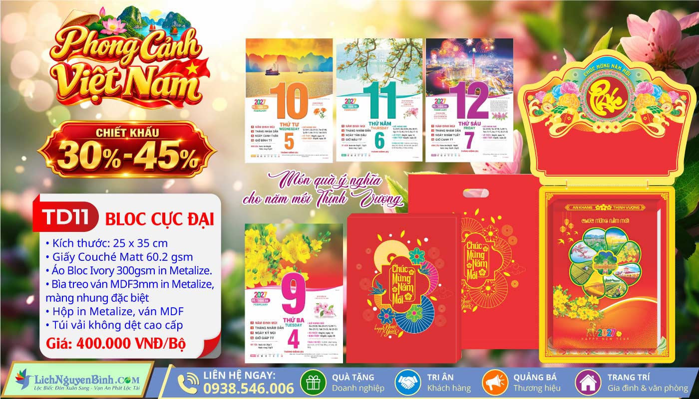 MS: TD11 - Phong Cảnh Việt Nam (Đầu Treo Chữ Phúc) - Bloc Cực Đại (25x35cm)