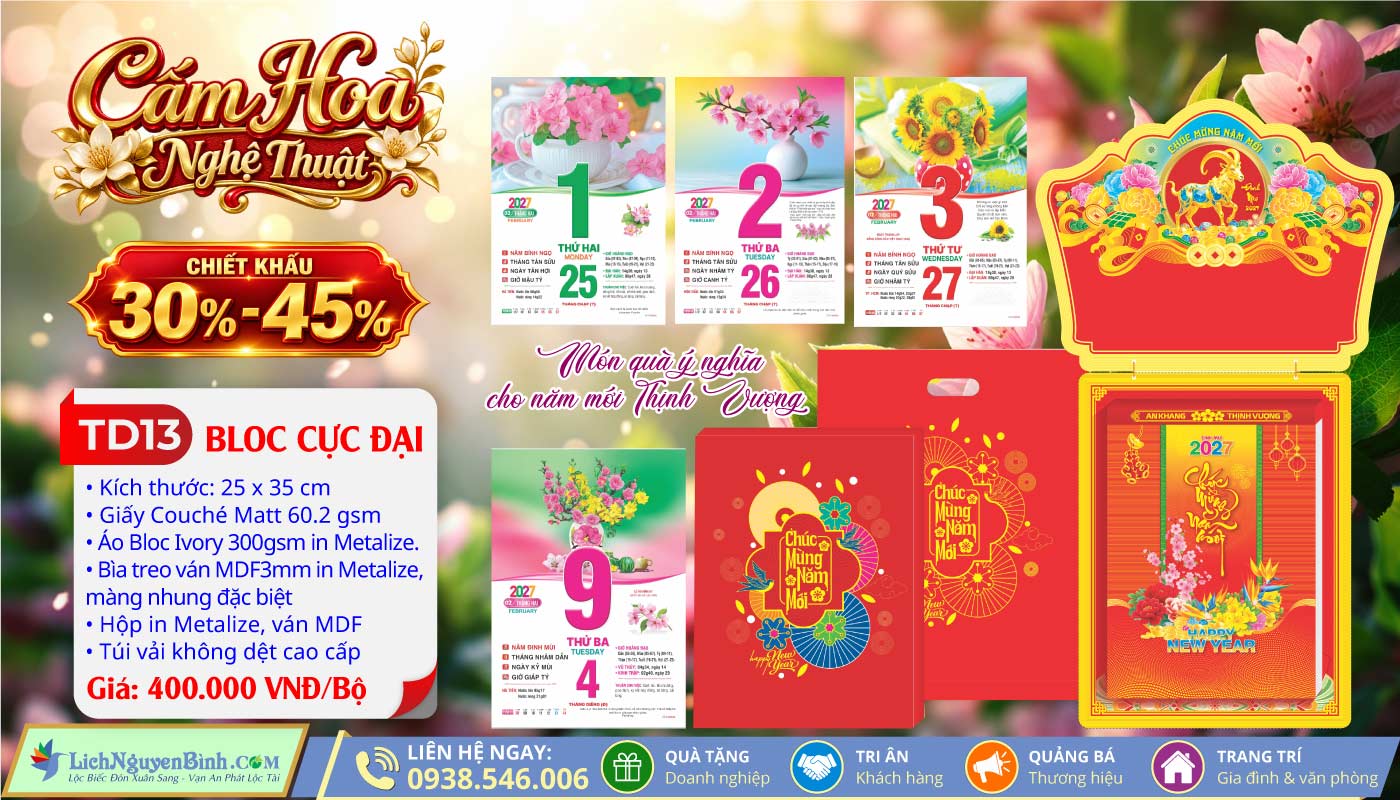 MS: TD13 - Cắm Hoa Nghệ Thuật (Đầu Treo Dê Vàng) - Bloc Cực Đại (25x35cm)