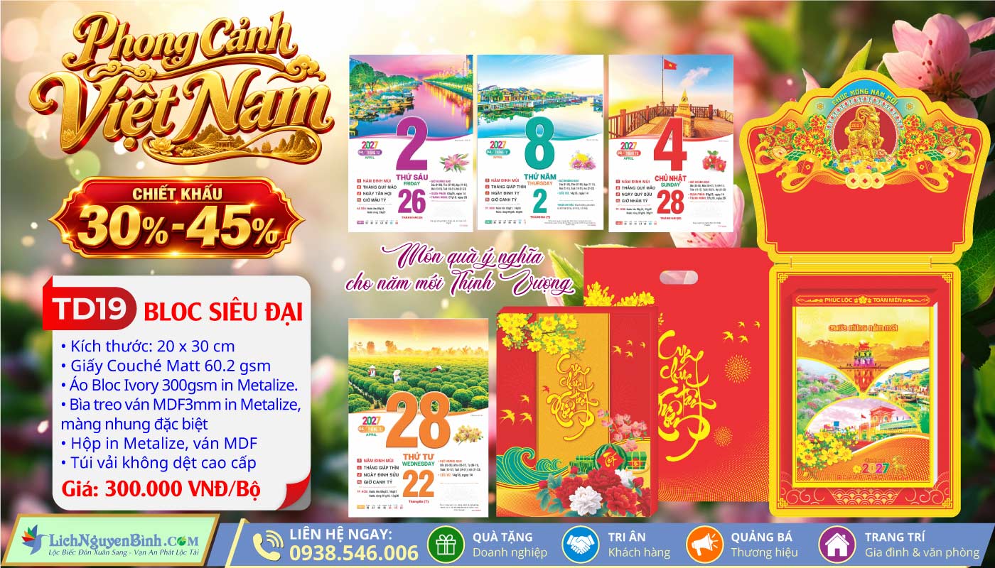 MS: TD19 - Phong Cảnh Việt Nam (Đầu Treo Dê Vàng) - Bloc Siêu Đại (20x30cm)
