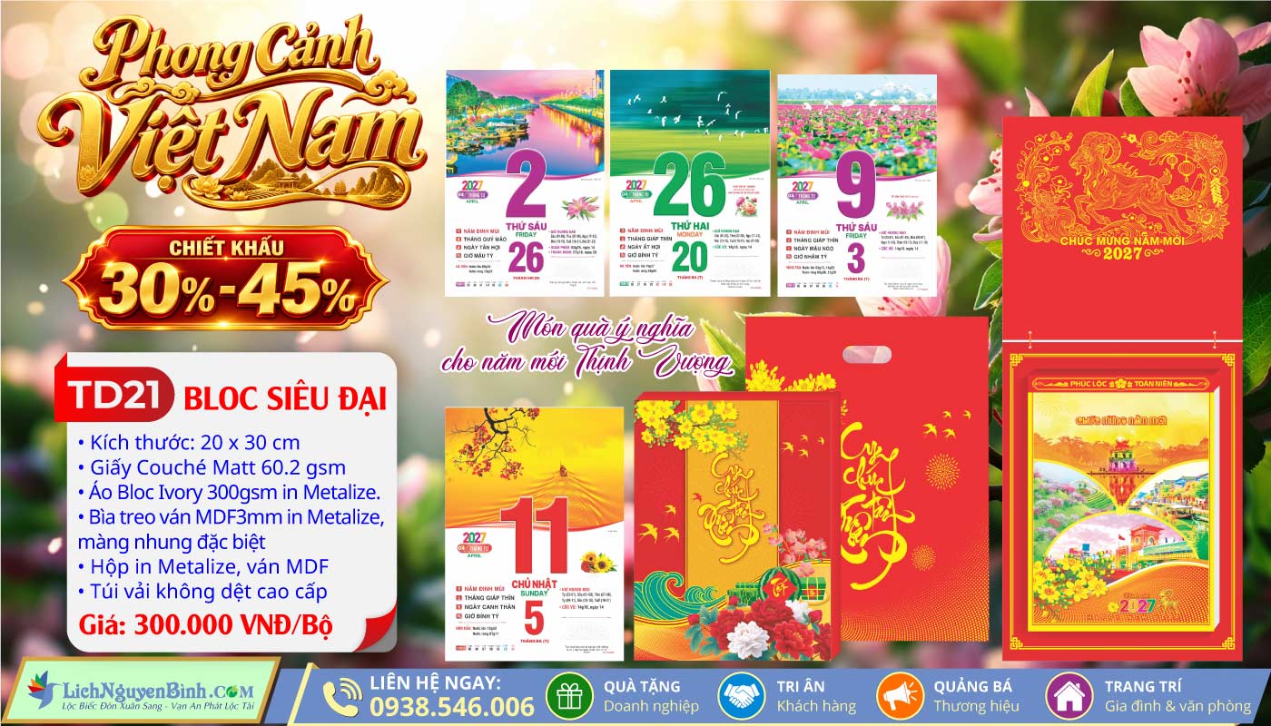 MS: TD21 - Phong Cảnh Việt Nam (Đầu Treo Đinh Mùi Cát Tường) - Bloc Siêu Đại (20x30cm)