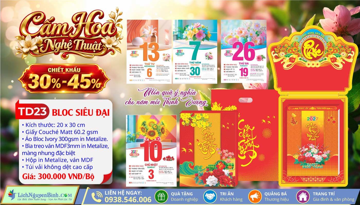 MS: TD23 - Cắm Hoa Nghệ Thuật (Đầu Treo Chữ Phúc) - Bloc Siêu Đại (20x30cm)
