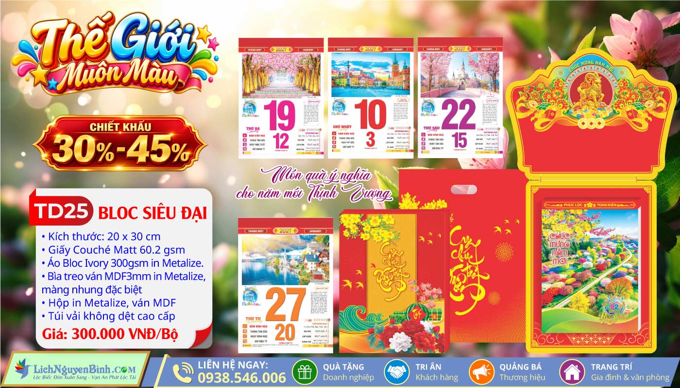 MS: TD25 - Thế Giới Muôn Màu (Đầu Treo Dê Vàng) - Bloc Siêu Đại (20x30cm)