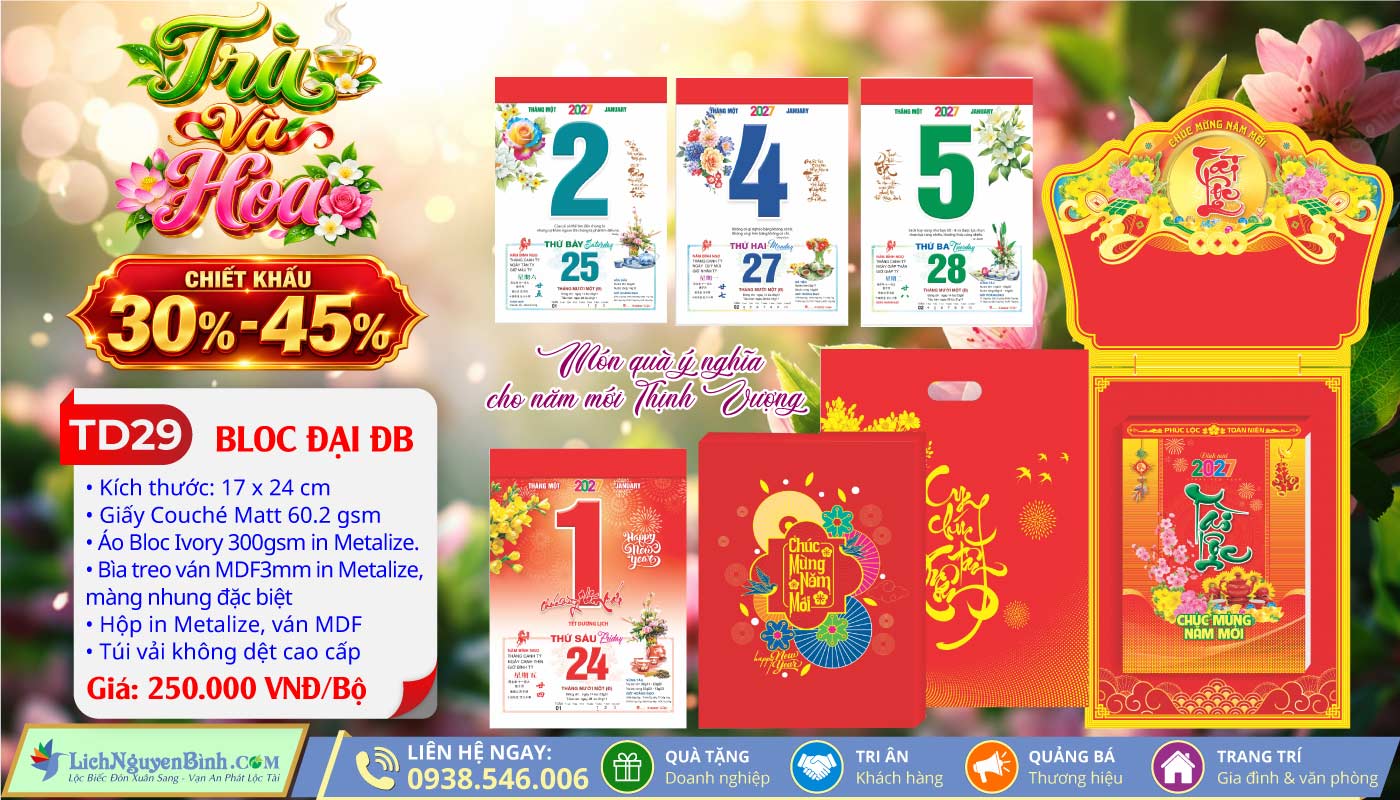 MS: TD29 - Trà Và Hoa - Bloc Đại Đặc Biệt (17x24cm)