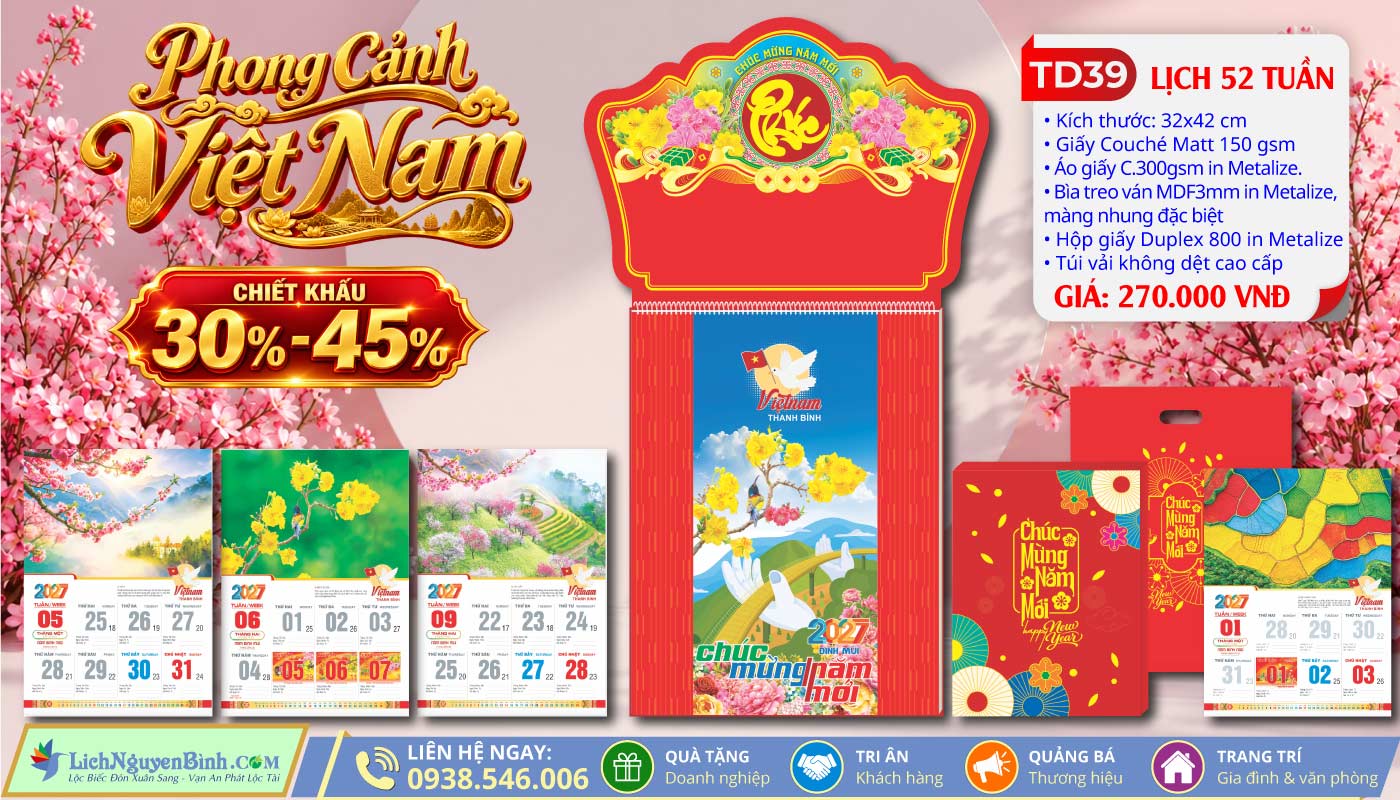MS: TD39 - Phong Cảnh Việt Nam - Lịch 52 Tuần
