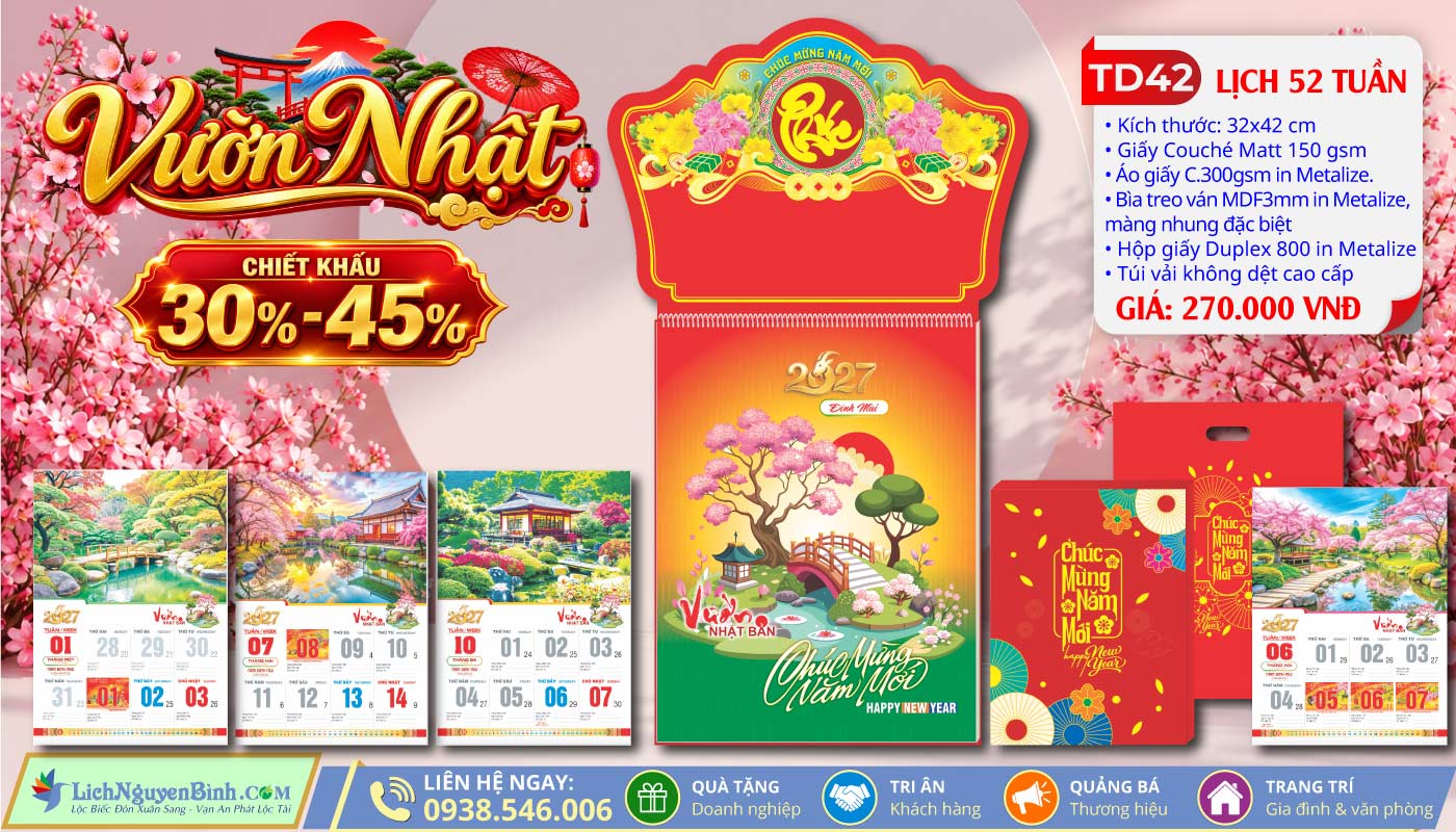 MS: TD42 - Vườn Nhật - Lịch 52 Tuần